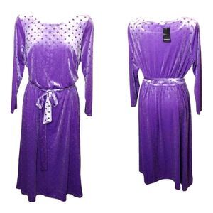TORRID Plus Size midi Poka dot purple burnout velvet boatneck dress 2X
